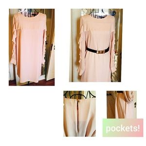 Romantic rose pink dress - Pockets